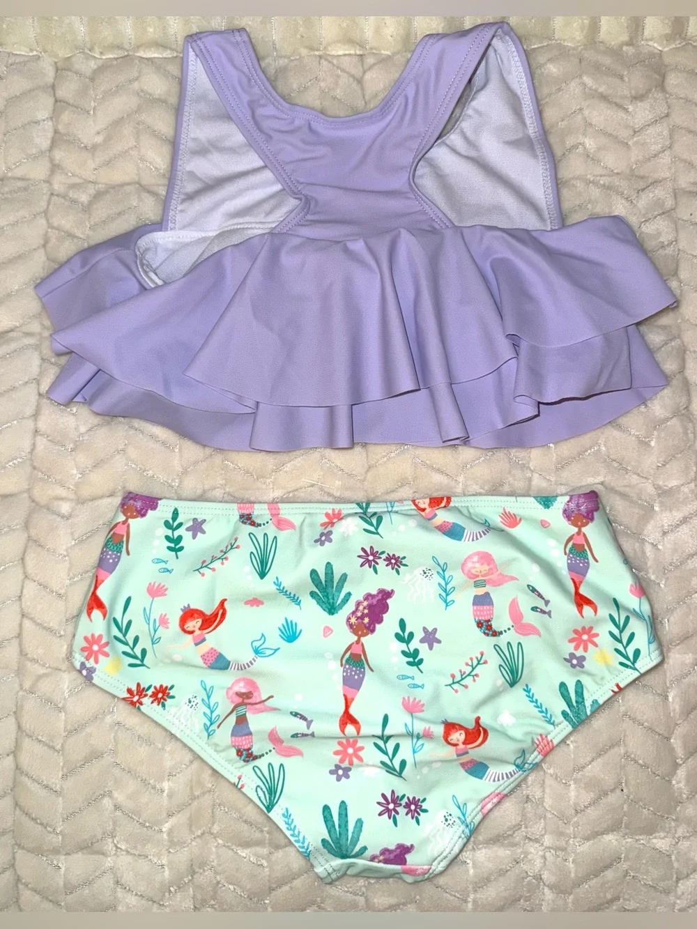RuffleButts Girls Mermaid Princess Flounce Bikini 2-piece swimsuit, size 10, NWT